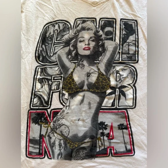 Chic Marilyn Monroe Graphic California Tee in White - Picture 2 of 6